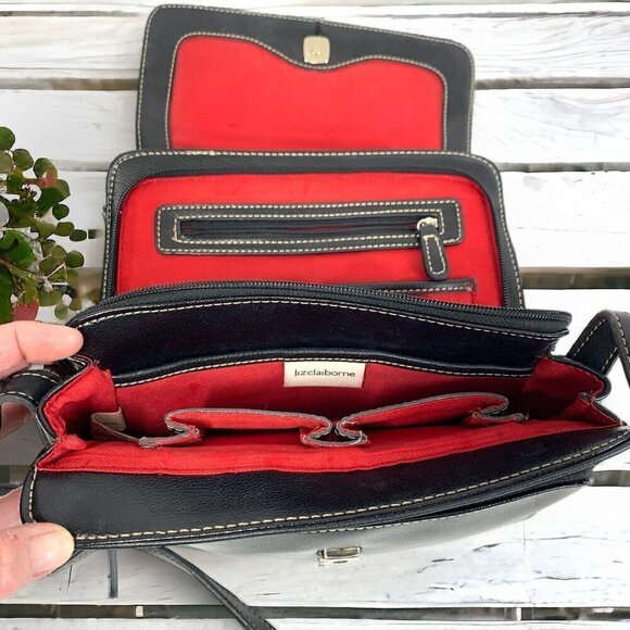 Liz Claiborne Get Organized Multifunction Crossbody Bag Black Faux Leather - Picture 3 of 16